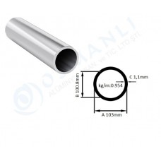 Alüminyum Boru Dış Çap 103mm X Et Kalınlık 1,1mm